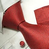 Red Plaid Woven Silk Neckie Cufflinks Handkerchiefs Present Box Set Lady's Day Present YG Fashion Necktie Set H5202