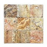 Scabos 4 X 4 Travertine Tumbled Tile - 4 pcs. Sample Set