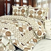 [Ramya] 100% Cotton 3PC Floral Vermicelli-Quilted Patchwork Quilt Set