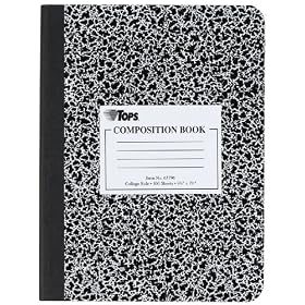 TOPS Marble Composition Book, 7.5 x 9.75 Inches, College Rule, Hard Cover, 100 Sheets, White (63796)