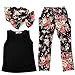 Leiwo Girls Sets 3PCS Sleeveless Shirt Tops + Floral Pants + Headband Clothes