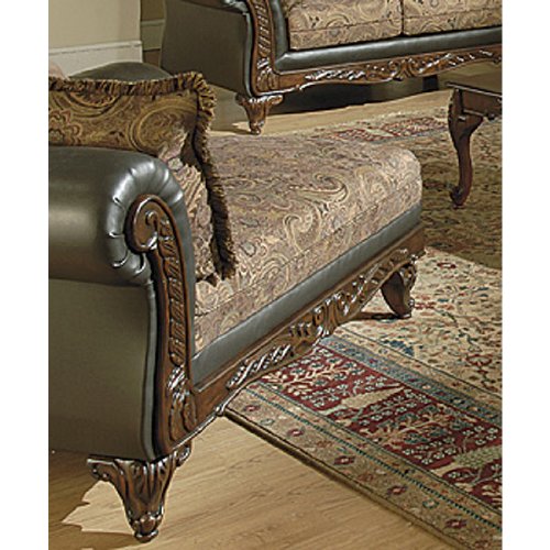Upholstered Chaise Lounge (Brown and Tapestry) (35H x 60W x 35D)