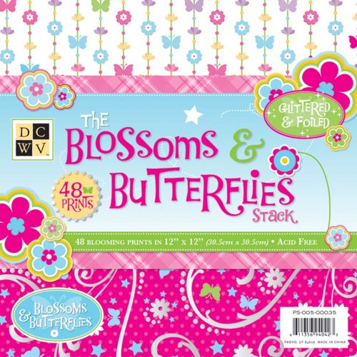 Diecuts with a View 48-Sheet 12-by-12-Inch Paper Stack, Blossoms and Butterflies