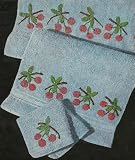 CHERRY BATH SET - Vintage 1950 crochet pattern. Decorative embellishment for bath towel, hand towel & washcloth. (Bathroom Beauties - Decorative Crochet for Bath Towels, Guest Towels, Face Cloths.)