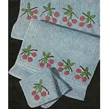 CHERRY BATH SET - Vintage 1950 crochet pattern. Decorative embellishment for bath towel, hand towel & washcloth. (Bathroom Beauties - Decorative Crochet for Bath Towels, Guest Towels, Face Cloths.) ~ NorthernLightsVintage