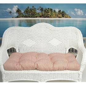 3-Piece Wicker Furniture Cushion Set - Timeless Ticking Stripe Crimson from Furniture Cushions