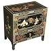 EXP Handmade 24" Chinese Black Lacquer Storage Cabinet With Mother of Pearl & Jade-Courtyard Design