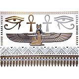 COKOHAPPY Metallic Temporary Tattoos , Egyptian Cleopatra Ankh Cross Eye of Horus Fake Jewelry for Men Women