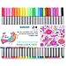 JX Rumcent GA-02 Colored Fineliner Pen,Pack of 24 Assorted Colors,Fine Point Sketch Drawing Marker Pens,Fibre Needle Tip 0.4MM
