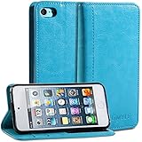 iPod 5 Case, GMYLE(R) Wallet Case Simple for iPod touch 5th Generation - Teal PU Leather Stand Cover