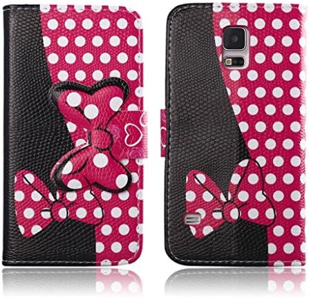 tramsla Premium PU Leather Wallet Cute Bow-knot Flip Case Cover Folio Stand for Samsung Galaxy S4 i9500 - Case 6