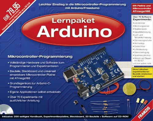 Produkt-Bild: Lernpaket Mikrocontroller-Technik mit Arduino/Freeduino (2. Auflage) mit Platine, Bauteilen und CD-Rom