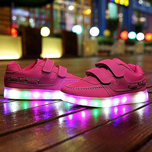 Miss Cutie Kids' Upgraded Rechargeable LED Light-up Sport Shoes Fashion Sneakers 19.8cm Rose