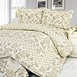 [Feronia] 100% Cotton 3PC Floral Vermicelli-Quilted Patchwork Quilt Set (Full/Queen Size)