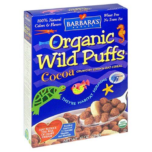 Barbara's Bakery Organic Wild Puffs, Cocoa Cereal, 10-Ounce Boxes (Pack of 6)
