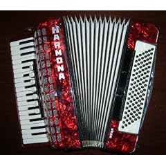 HARMONA Pianoakkordeon WEGA - 37/96/III/7/3 - schmale Tasten 18 mm - (baugleich wie das Weltmeister Opal) - ungespielt - rotperloid