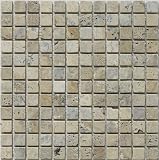 Scabos 1 X 1 Tumbled Travertine Mosaic Tile - 6 X 6 Sample Piece