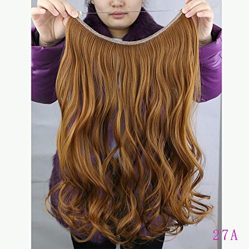 Manwu Hide Halo Hair Extensions Curly Flip in Hair Extension Synthetic Women's Hairpieces 18inch 80g 27A Light copper red