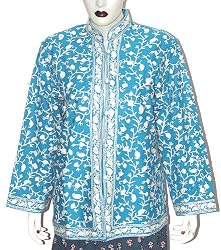 Womens Jacket Wool Fabric Hand Embroidery Evening Dress Handmade in Kashmir Size 14 (jkt331)