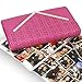 BMC Womens Fuchsia Pink PU Leather Alligator Skin Pattern Perforated Glitter Metal Accent Envelope Flap Clutch Handbag