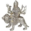 Hindu Goddess Durga Sitting on Lion Statue