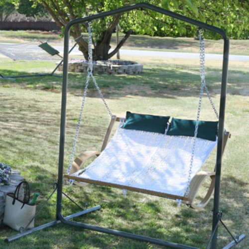 Outdoor Patio Double Rope Swing - White/Oak