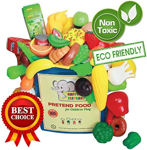 Pretend food Toy Best Play Set for Toddlers and Kids Safety Plastic Stimulation of the Child's Imagination set of 60