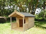 LUXURY DOG KENNEL DOGGY SUMMERHOUSE WITH VERANDA NEW 2008 BUILT IN HEAVY DUTY 19mm SWEDISH REDWOOD LOGLAP 4ft x 3ft Kennel PLUS VERANDA