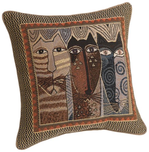 Laurel Burch 18-inch Native Felines Square Pillow