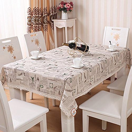 Linen Tablecloth 45 x 65-Inch Rectangular Linen Tablecloth Dining Table Cover Coffee table mat Eiffel Tower Pattern