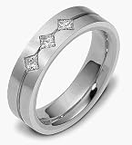 5.5mm Platinum 3 Diamond Comfort Fit Wedding Band Ring