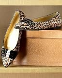 Leopard-print satin flat