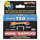 61tyAcPqcKL. SL160  Arrow Fastener 504M1 Genuine T50 1/4 Inch Monel Rust Proof Staples, 1,000 Pack