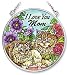 Amia Hand Painted Glass Suncatcher with Cat Design I Love You Mom, 3-1/2-Inch Circle
