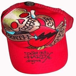 Don Ed Hardy Hat Cap Red Speed Kills Death of Love