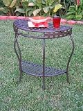 Santa Fe Iron Half Moon Table (Matte Brown) (30"H x 29"W x 14"D)