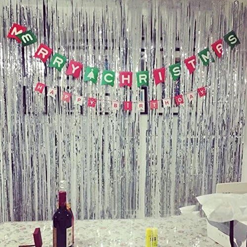 Foil Fringe Door Window Curtain Supplies for Party,Prom,Birthday,Wedding,Christmas Decoration,2 Pack(245x92cm) (silver)