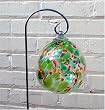 Green, Orange and Gold Hand-blown Glass Sun Catcher Gazing Globe with Shepherds Hook