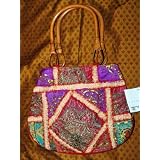 Embroidered Purse Red Purple Multi Designer Sari Handbag