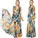 ACEVOG Women Summer Tropical Flower Printed Chiffon Long Sleeve Beach Dress