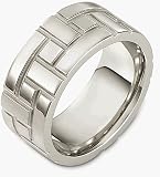 10mm 14 Karat White Gold Multi Texture Wedding Band Ring