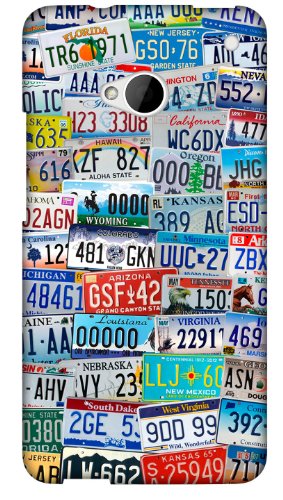 Retro US Number Plates HTC One M7 High Gloss Phone Cover Case Photo Quality – 3D Full Wrap Design