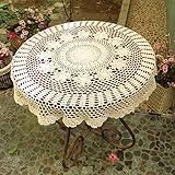 Ustide Rustic Cotton Table Cloth Round Handmade Crochet Tablecloths Beige Table Covers Round Crochet Table Decoration for Weddings Designer Table Cloth for Coffee Table 31inches