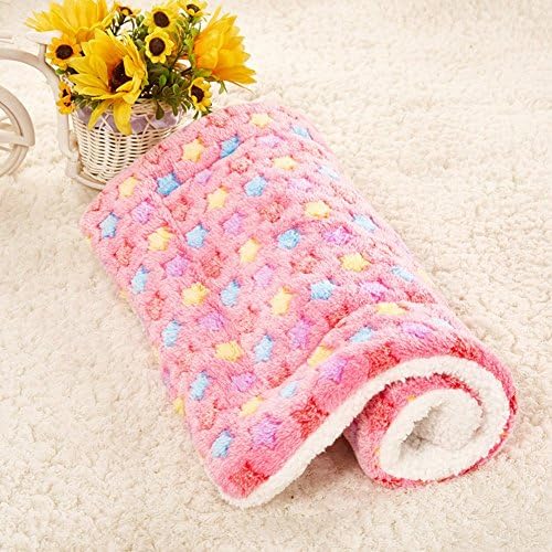 Zonepets Colorful Cartoon Stars Dog Reversible Crate Pad Lamb Pet Bed Mats (S: 20 x 16 inch, Pink)