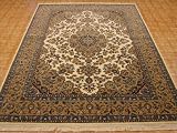 8x12 Ivory Persian Kashan Rug