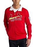 MLB Men's St. Louis Cardinals Profector Mock Neck Full Zip Raglan Jacket (Athletic Red/Athletic Navy/White, Large)