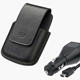 Blackberry HDW19592001 Leather Holster for Blackberry Bold 9000 + Blackberry Oem Car Charger