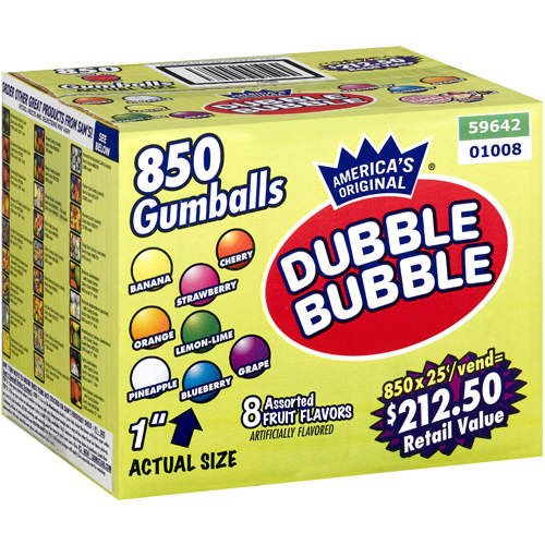 Dubble Bubble-Gumballs 1 in Diameter Variety Pack, 850 Gumballs