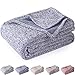 kawahome Original Knit Blanket (King Size, Blue and White) Cozy Reversible Gradient Jersey Knitted Blanket Soft Lightweight Large Heather Blanket Quilt for Bed or Couch/Sofa, Easy Care