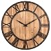 Oldtown Farmhouse Rustic Barn Vintage Bronze Metal & Solid Wood Noiseless Big Oversized Wall Clock (X-Large 24-inch)